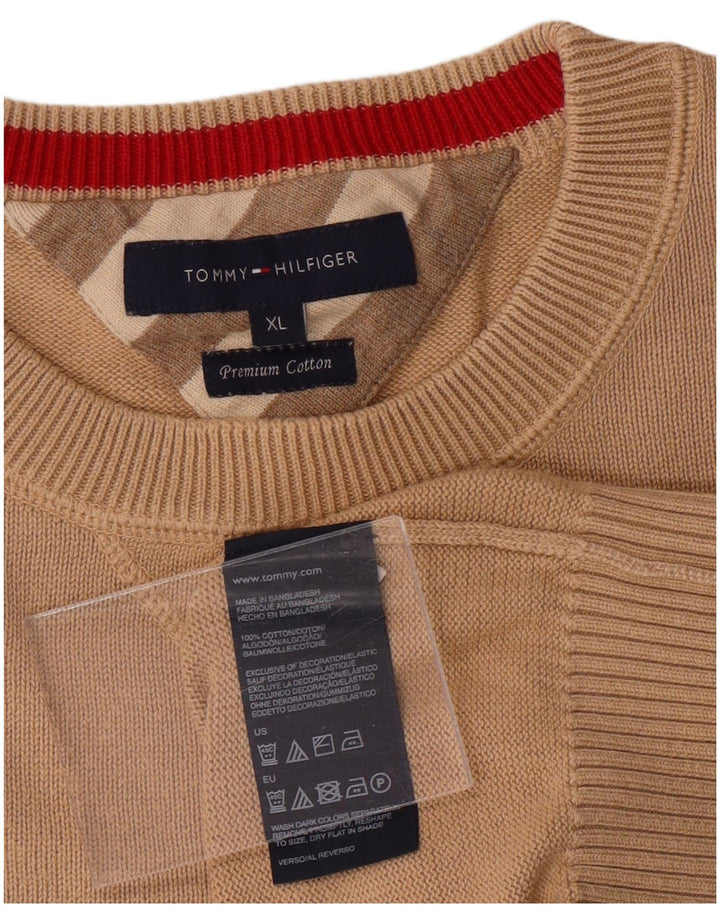 Suéter masculino TOMMY HILFIGER com gola redonda XL algodão bege