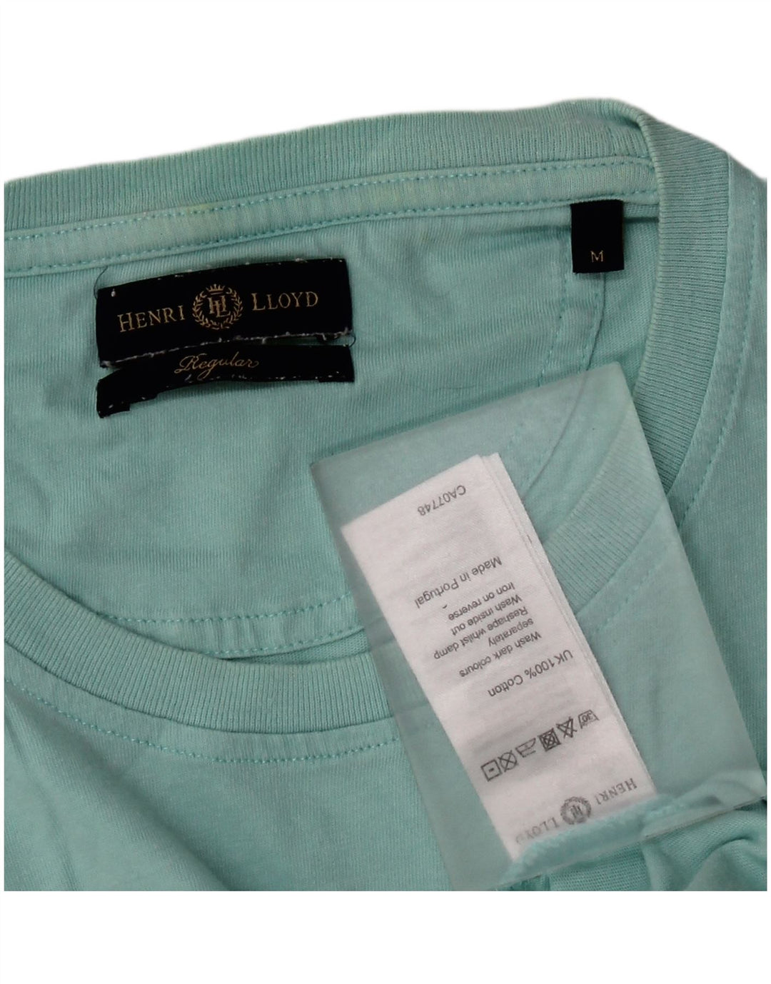 Camiseta gráfica masculina Henri Lloyd Top médio algodão turquesa