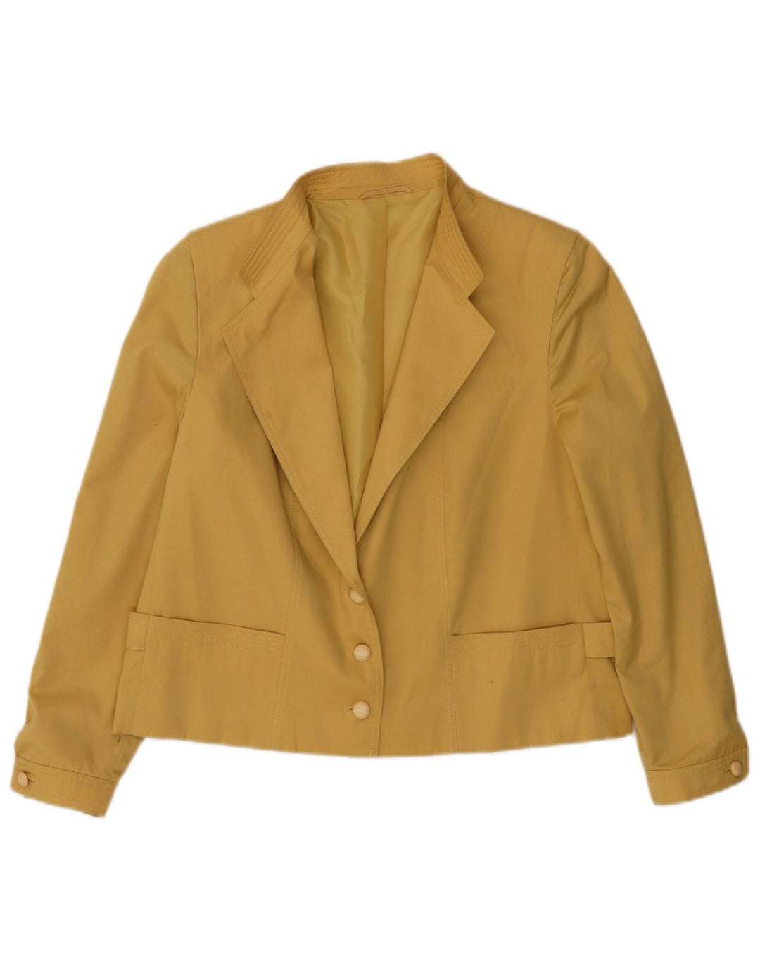 Jaqueta blazer feminina Hucke crop 3 botões UE 42 grande algodão amarelo