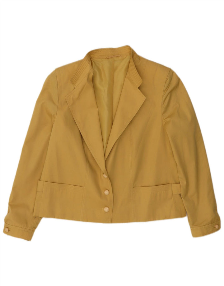 Jaqueta blazer feminina Hucke crop 3 botões UE 42 grande algodão amarelo