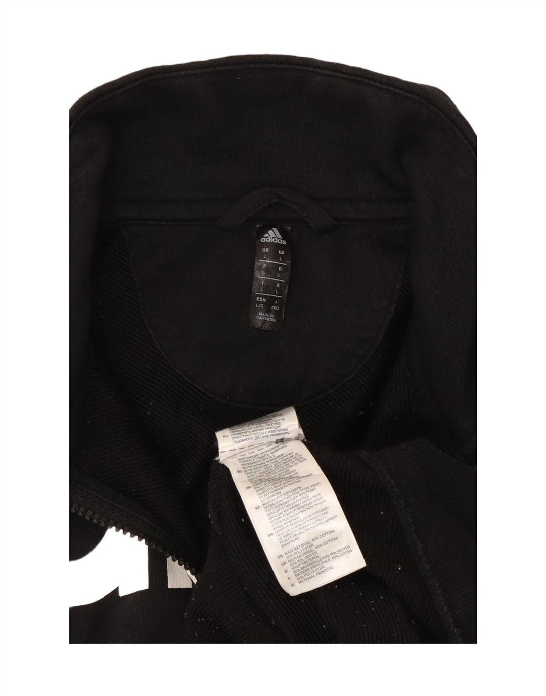 ADIDAS Mens Graphic Tracksuit Top Jaqueta Grande Algodão Preto