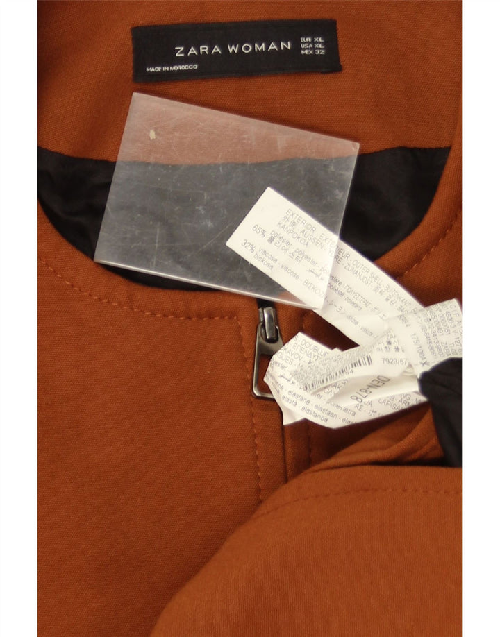 Sobretudo feminino Zara UK 18 XL poliéster marrom