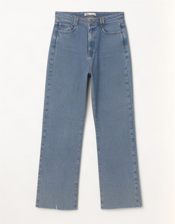 Zara Jeans feminino cintura alta solta EU 40 médio W30 L33 algodão azul