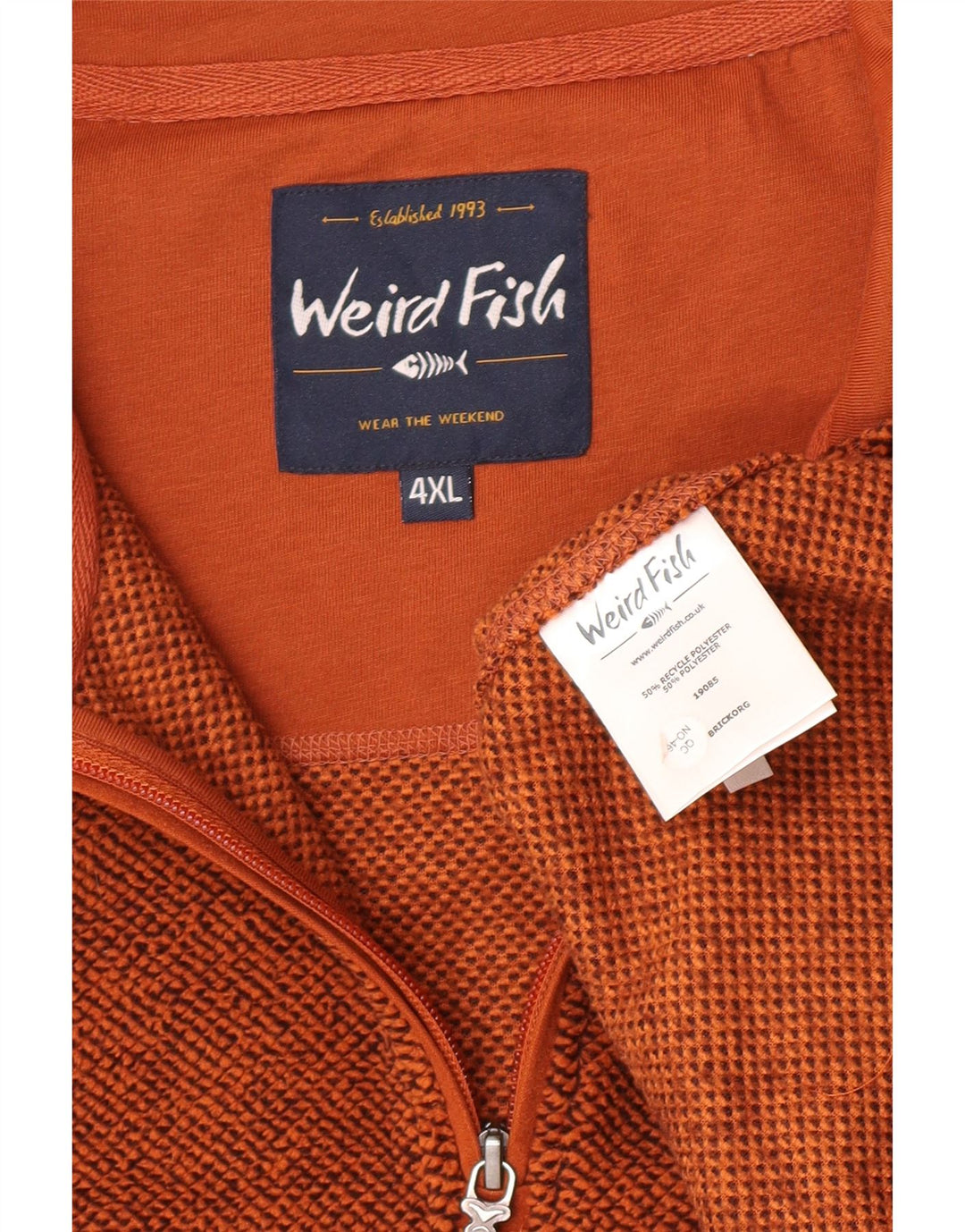 Weird Fish Masculino Zip Neck Fleece Jumper 4XL Poliéster Marrom