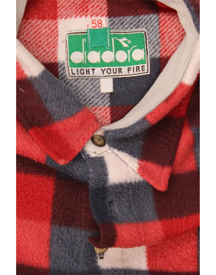 Camisa masculina de lã Diadora IT 58 2XL xadrez vermelho