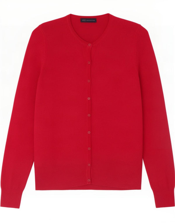 Suéter cardigã feminino Marks & Spencer UK 14 grande viscose vermelha
