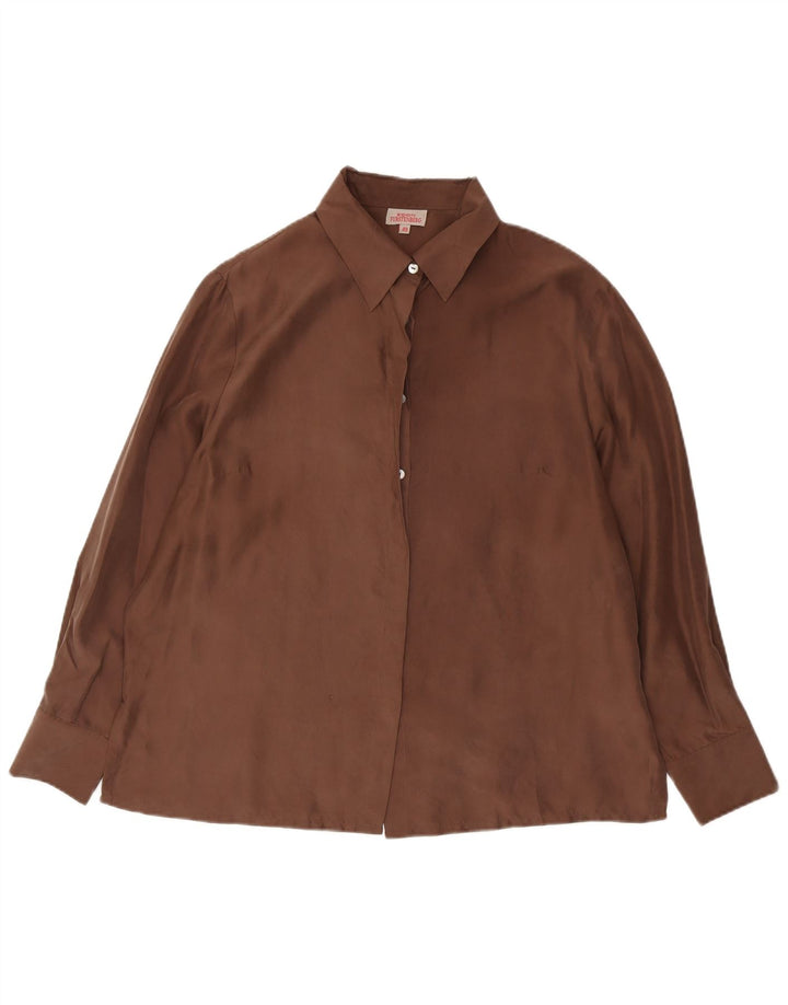 Camisa feminina Egon Furstenberg IT 49 XL marrom seda