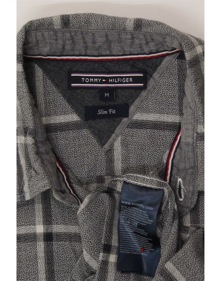 Tommy Hilfiger Camisa masculina de flanela slim fit médio azul marinho algodão xadrez