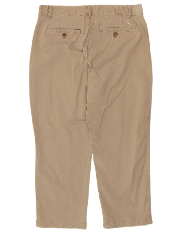 Calça feminina EDDIE BAUER reta cortada US 10 grande W32 L23 bege