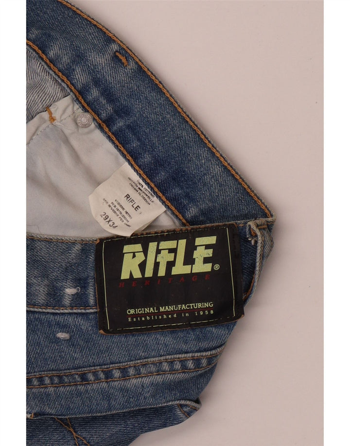 RIFLE Jeans retos femininos W29 L34 algodão azul