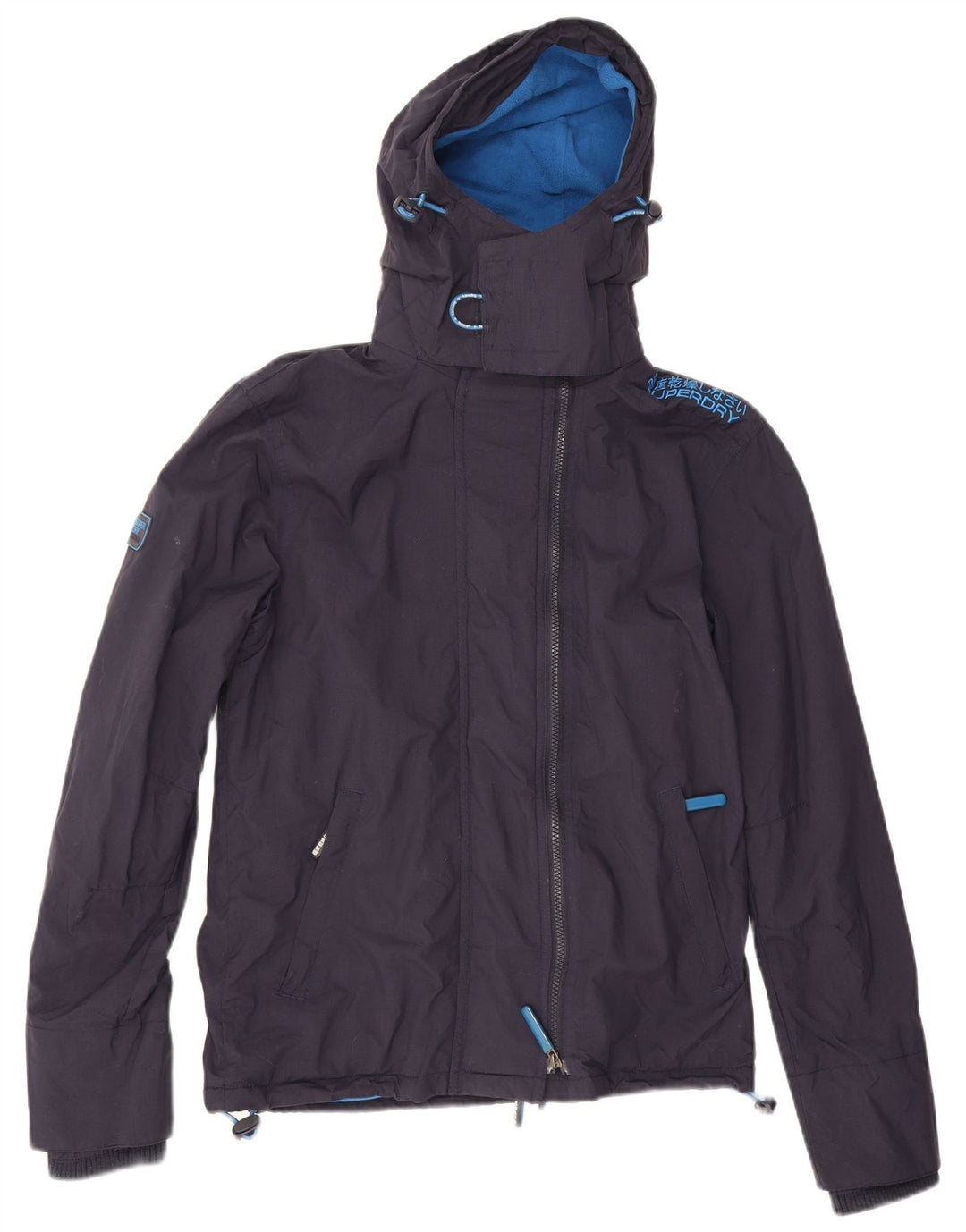 Jaqueta corta-vento masculina Superdry com capuz UK 34 XS azul marinho poliéster