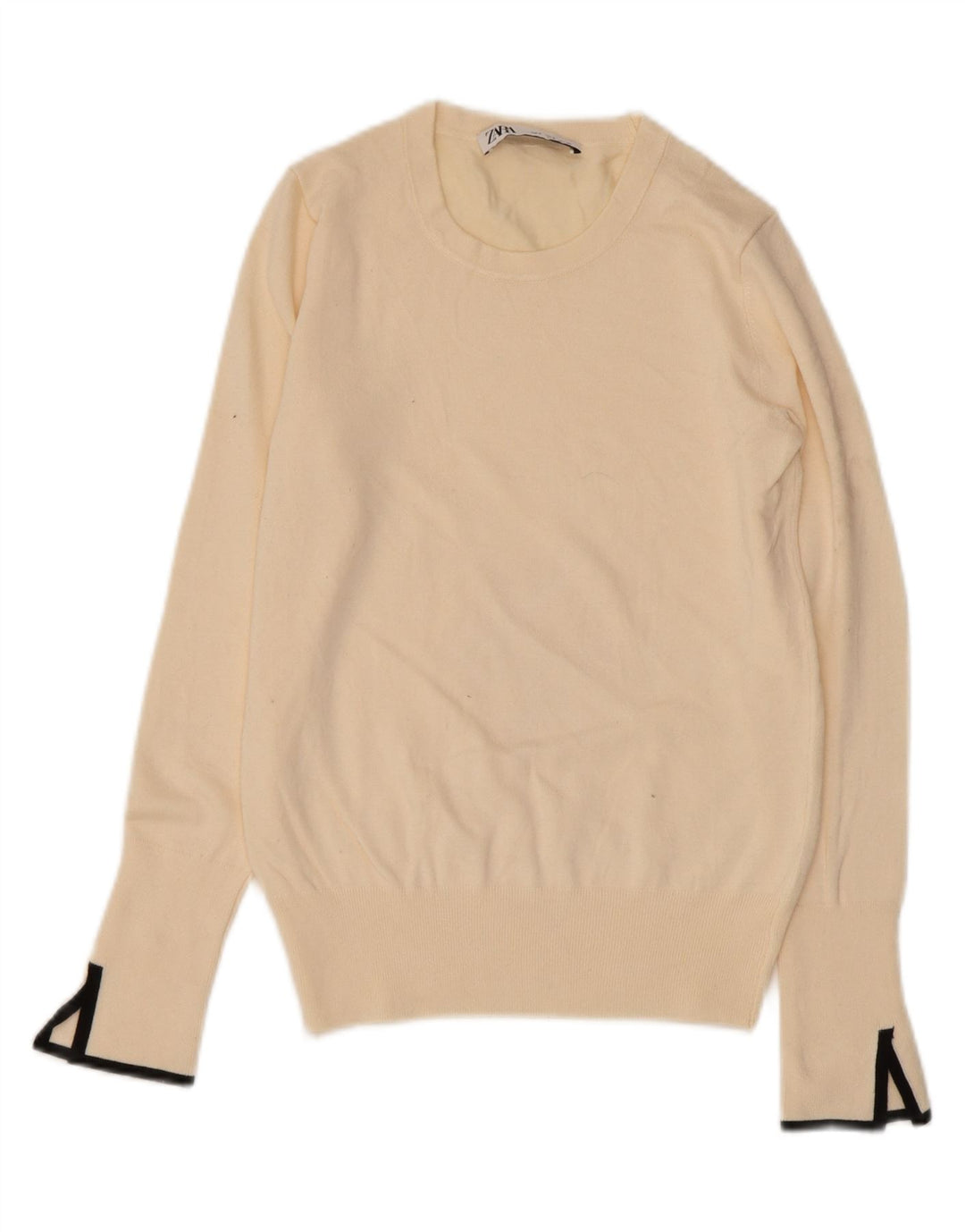 ZARA Womens Crew Neck Jumper Sweater UK 8 Small Beige