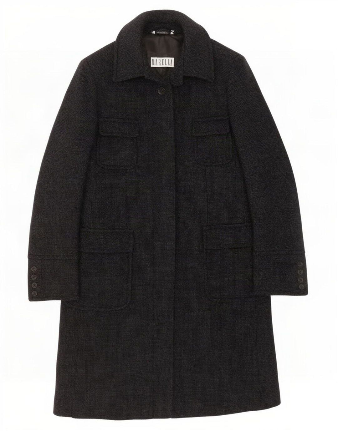 Sobretudo feminino Marella UK 16 grande lã azul marinho