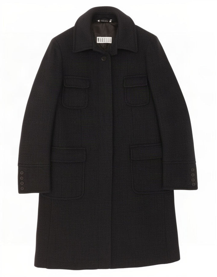Sobretudo feminino Marella UK 16 grande lã azul marinho