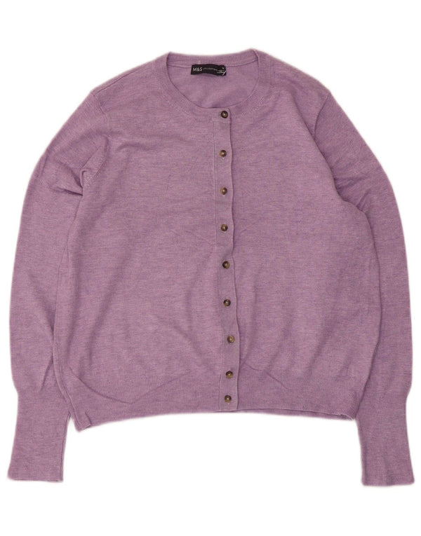 Suéter cardigã feminino Marks & Spencer UK 16 grande viscose roxa
