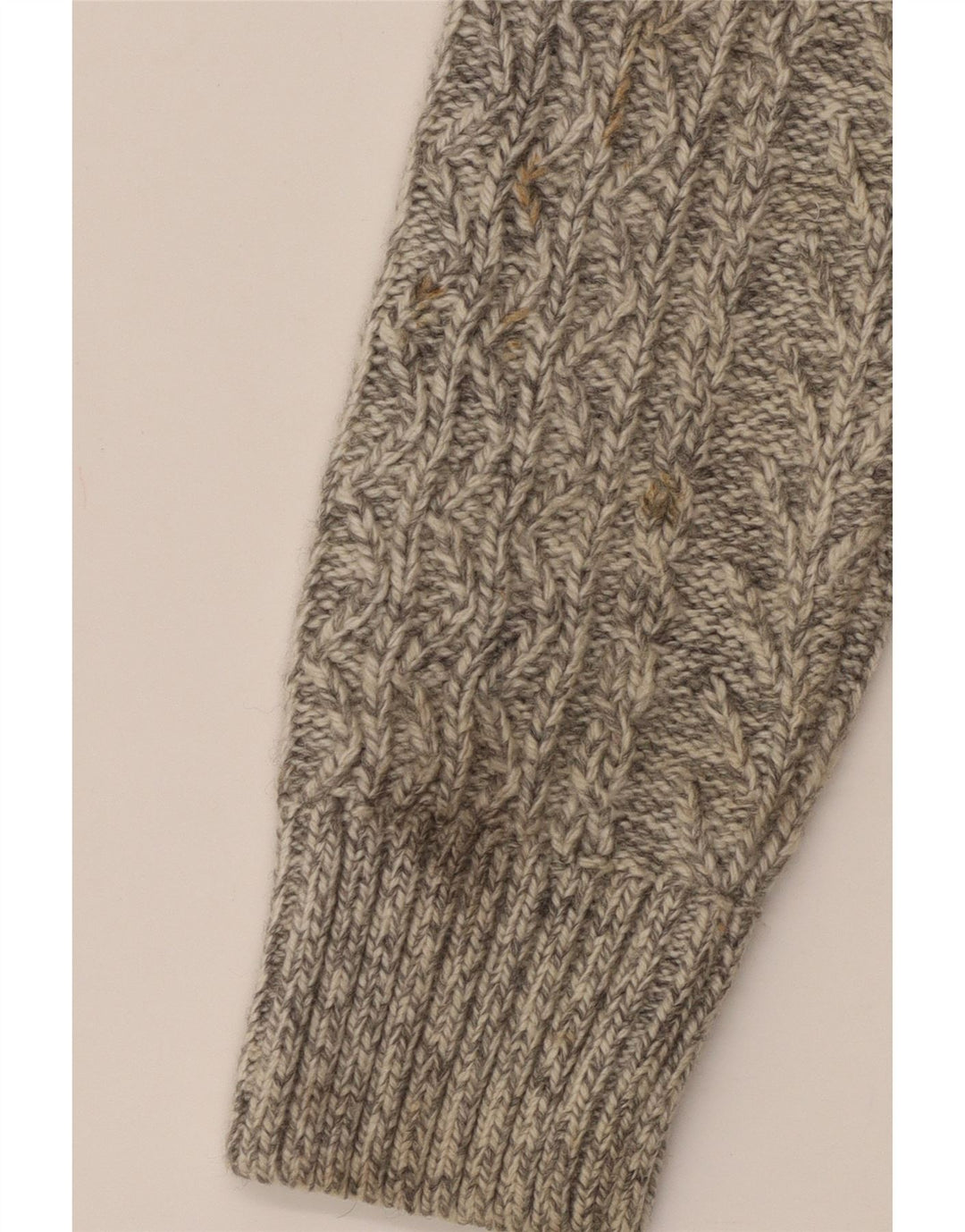 Suéter masculino SUPERDRY com zíper e gola grande de lã manchada bege