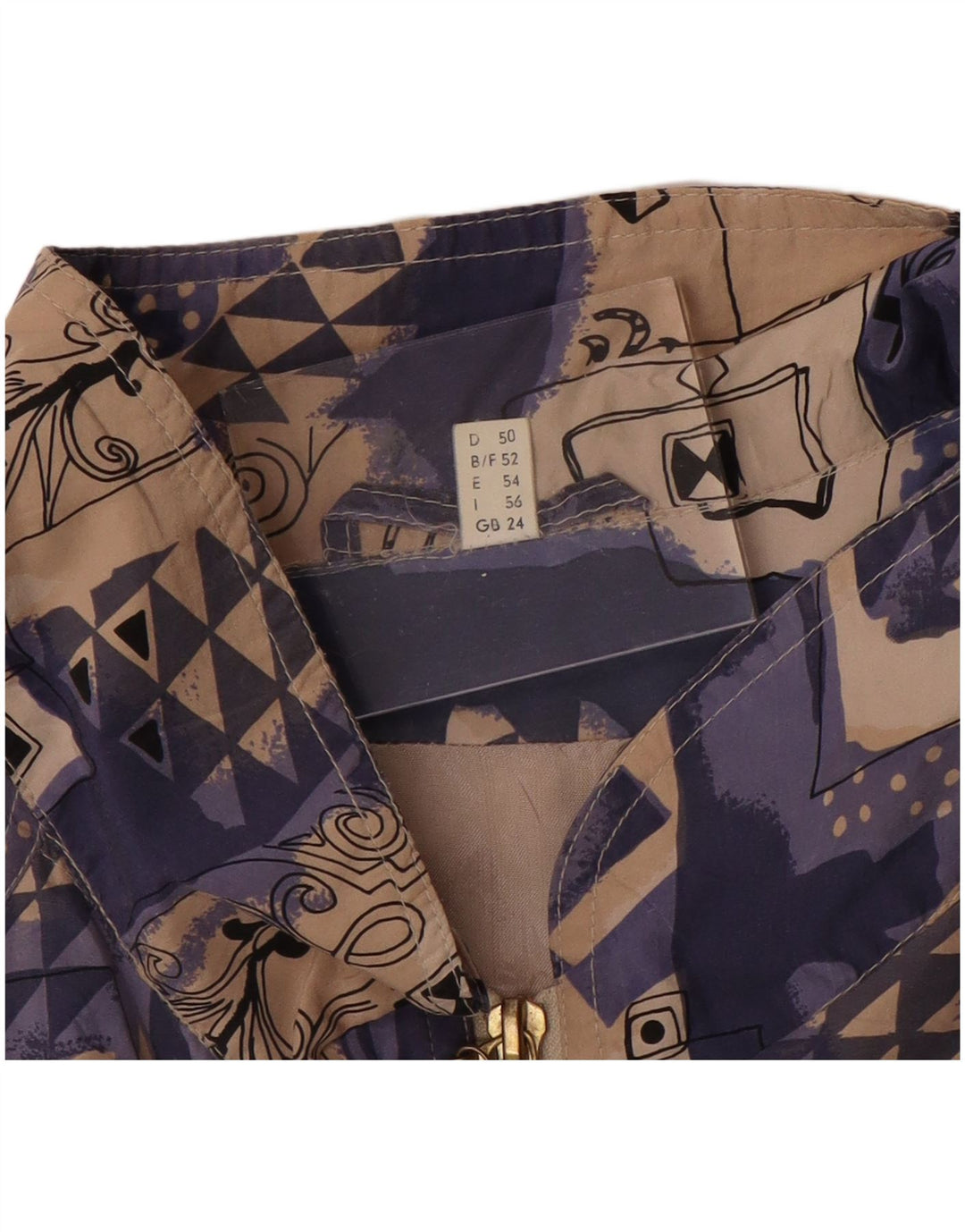 Jaqueta utilitária feminina VINTAGE com padrão abstrato Reino Unido 24 4XL roxa