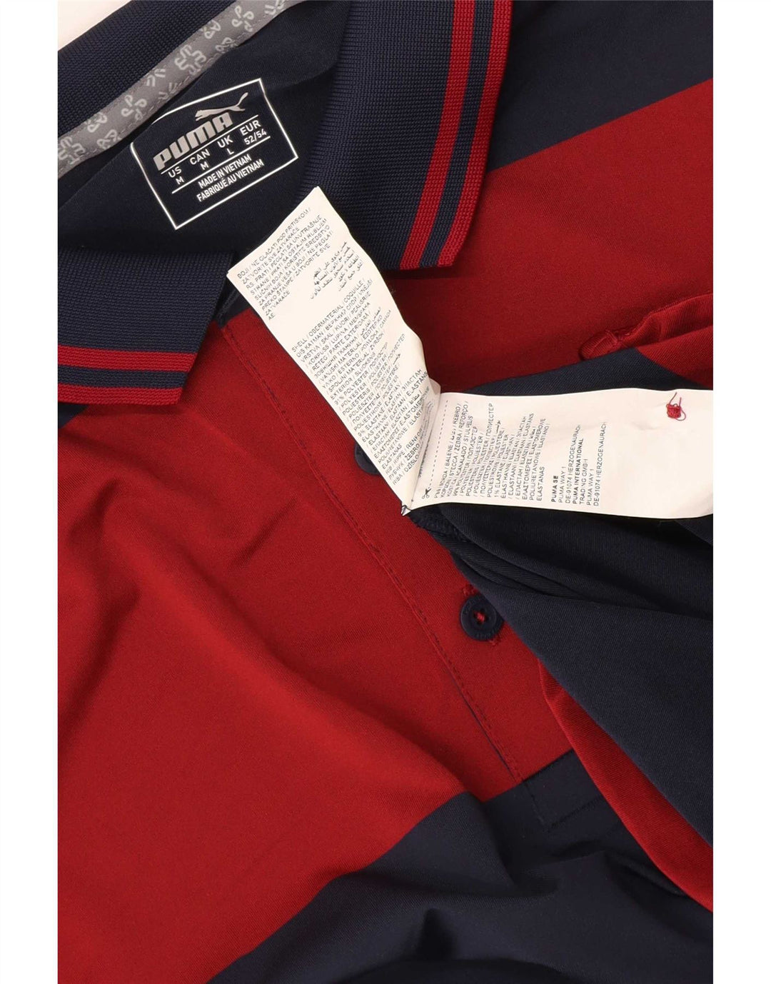 Camisa polo masculina Puma grande poliéster listrado azul marinho