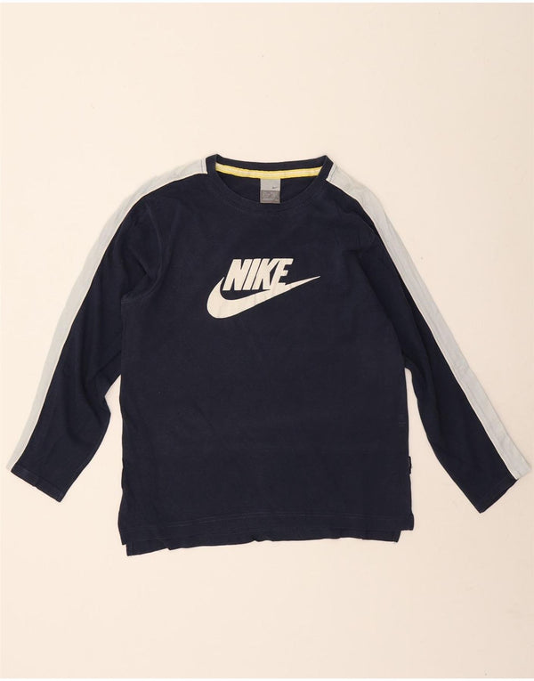Top gráfico masculino Nike manga longa UK 36/38 pequeno azul marinho colorblock