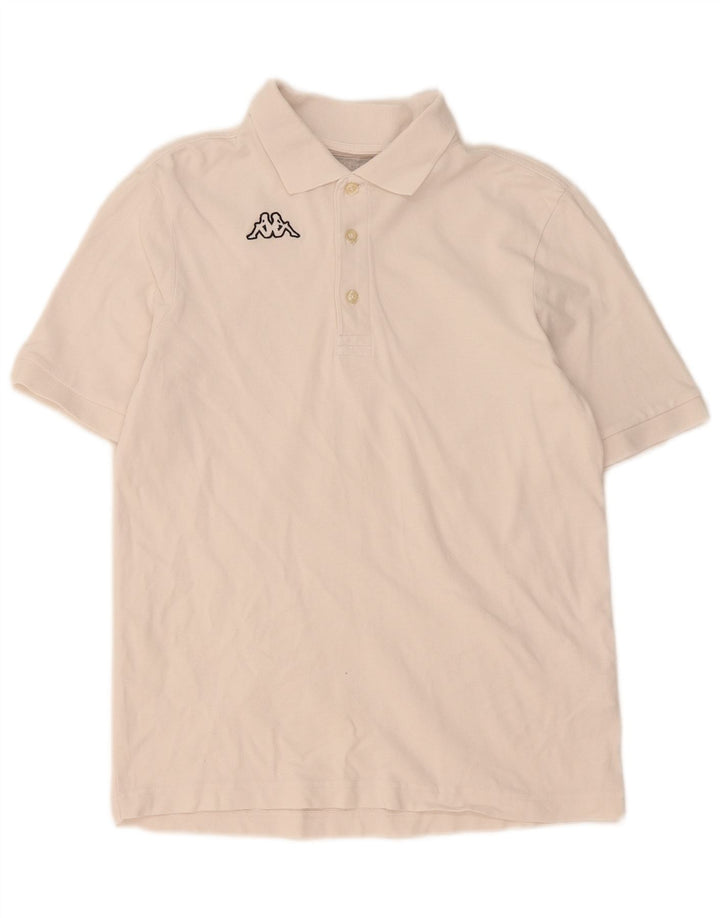 Camisa polo masculina KAPPA de algodão branco médio