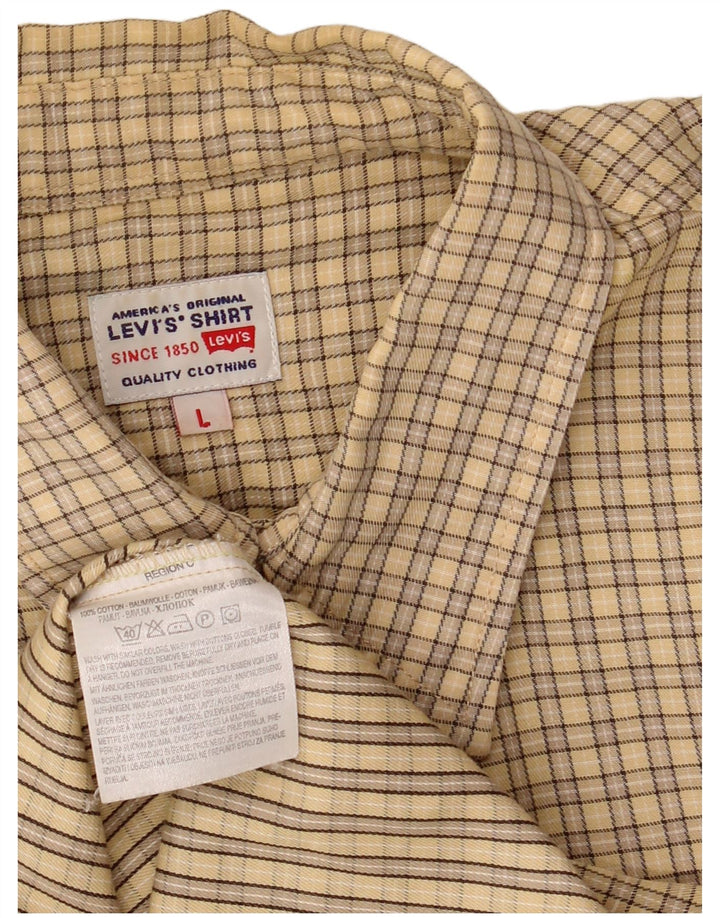 Camisa masculina de manga curta Levi's grande algodão xadrez bege