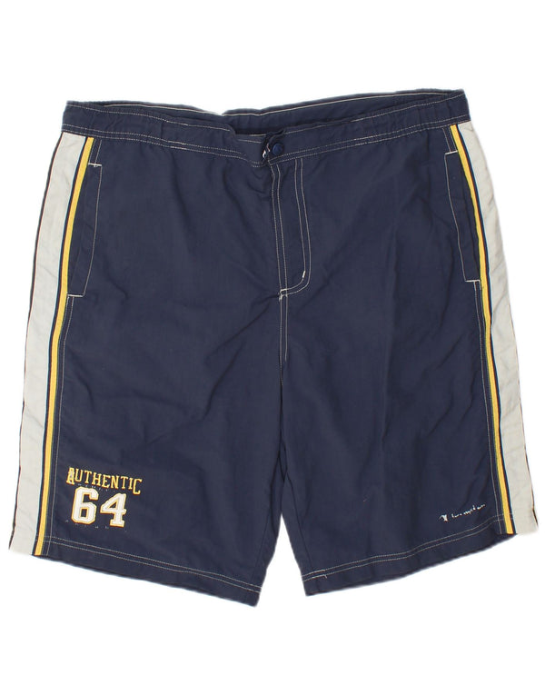 Shorts de natação masculino Champion Graphic grande bloco colorido azul marinho