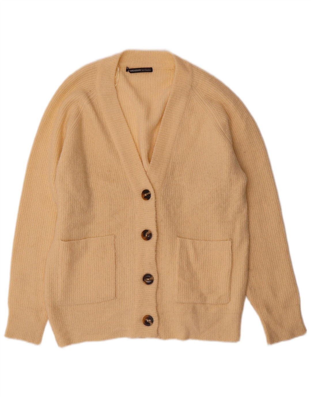 Suéter de cardigã oversized feminino Threadbare Reino Unido 6 XS bege acrílico