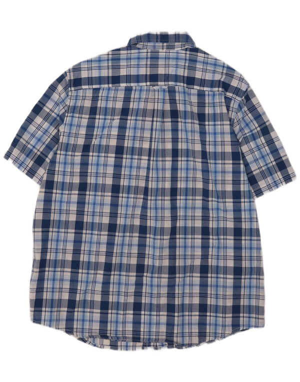 Camisa masculina de manga curta Chaps Easy Care 2XL algodão xadrez azul
