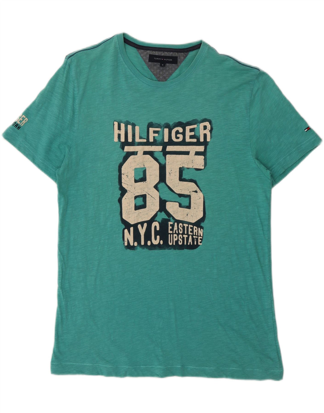 Tommy Hilfiger Camiseta masculina gráfica Top Verde Médio