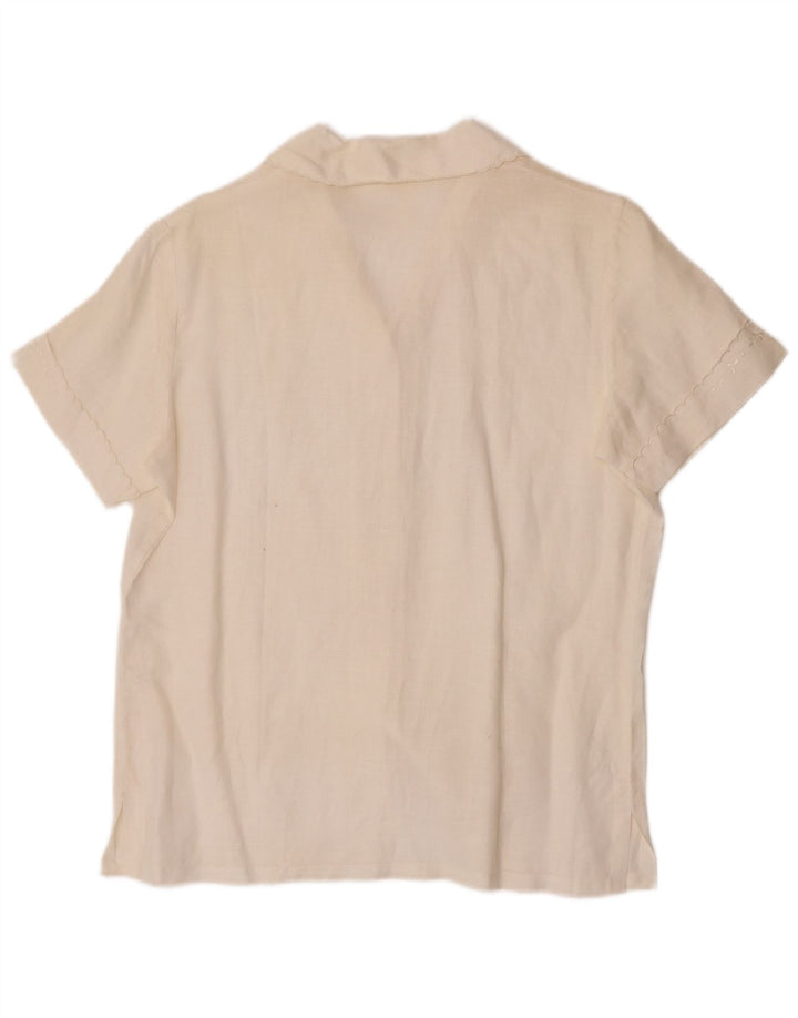 Blusa feminina vintage de manga curta UE 38 Médio Off White