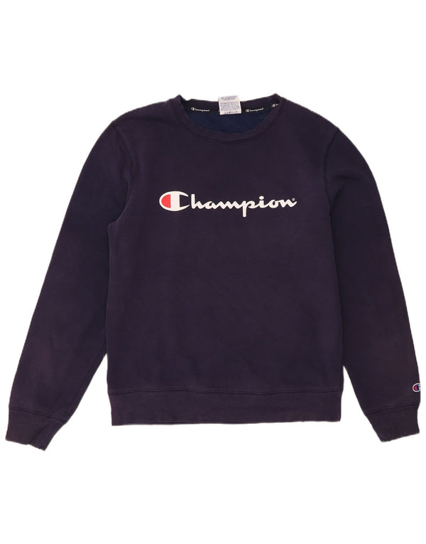 Champion moletom masculino gráfico jumper pequeno algodão azul marinho