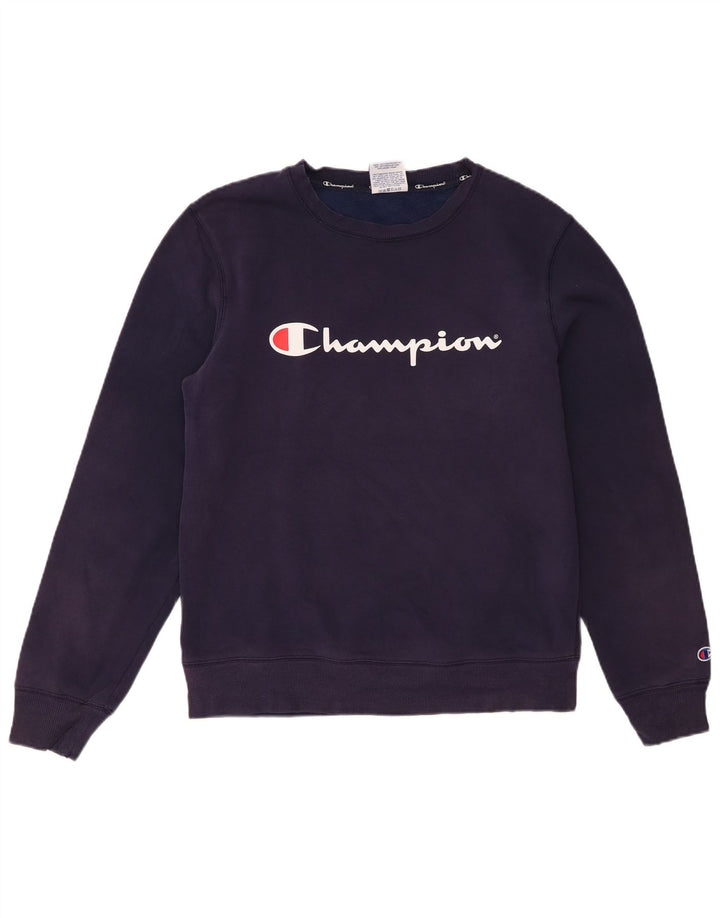 Champion moletom masculino gráfico jumper pequeno algodão azul marinho
