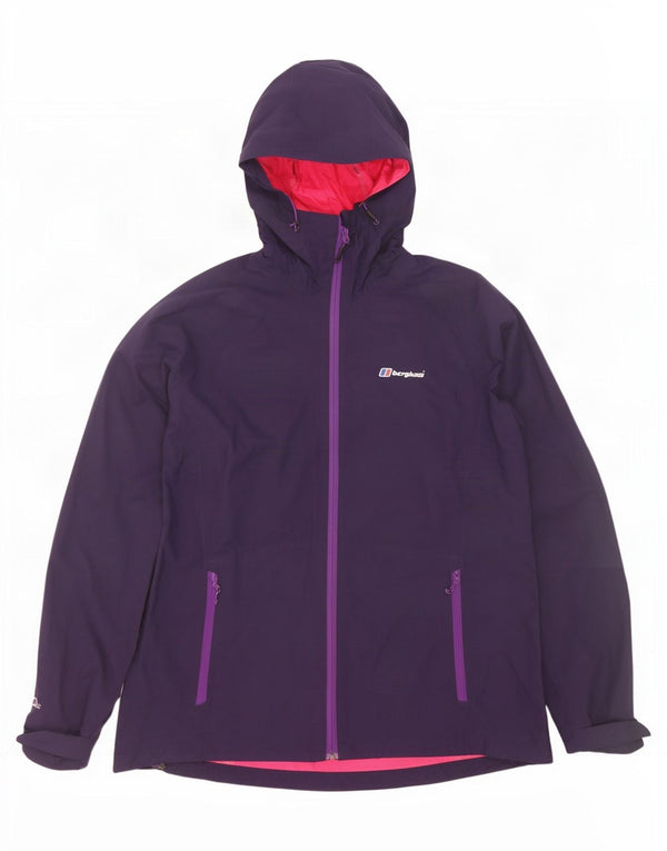 Jaqueta de chuva feminina com capuz Berghaus UK 16 grande poliamida roxa