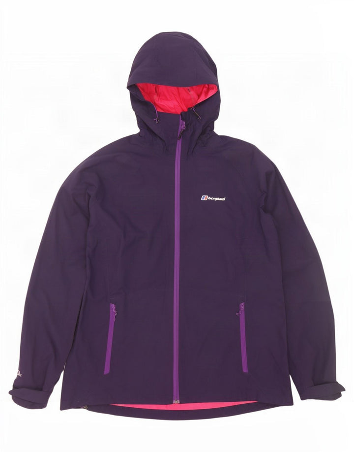 Jaqueta de chuva feminina com capuz Berghaus UK 16 grande poliamida roxa