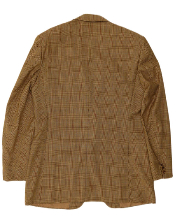 Jaqueta blazer masculina de 2 botões Gieves & Hawkes Reino Unido 42 XL marrom houndstooth lã