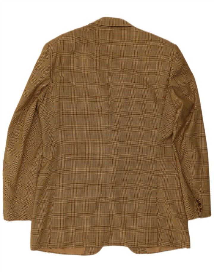Jaqueta blazer masculina de 2 botões Gieves & Hawkes Reino Unido 42 XL marrom houndstooth lã