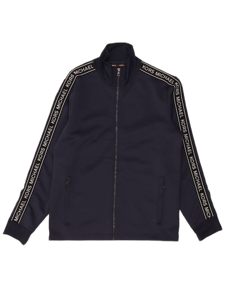 Jaqueta masculina de agasalho gráfico Michael Kors poliéster azul marinho médio