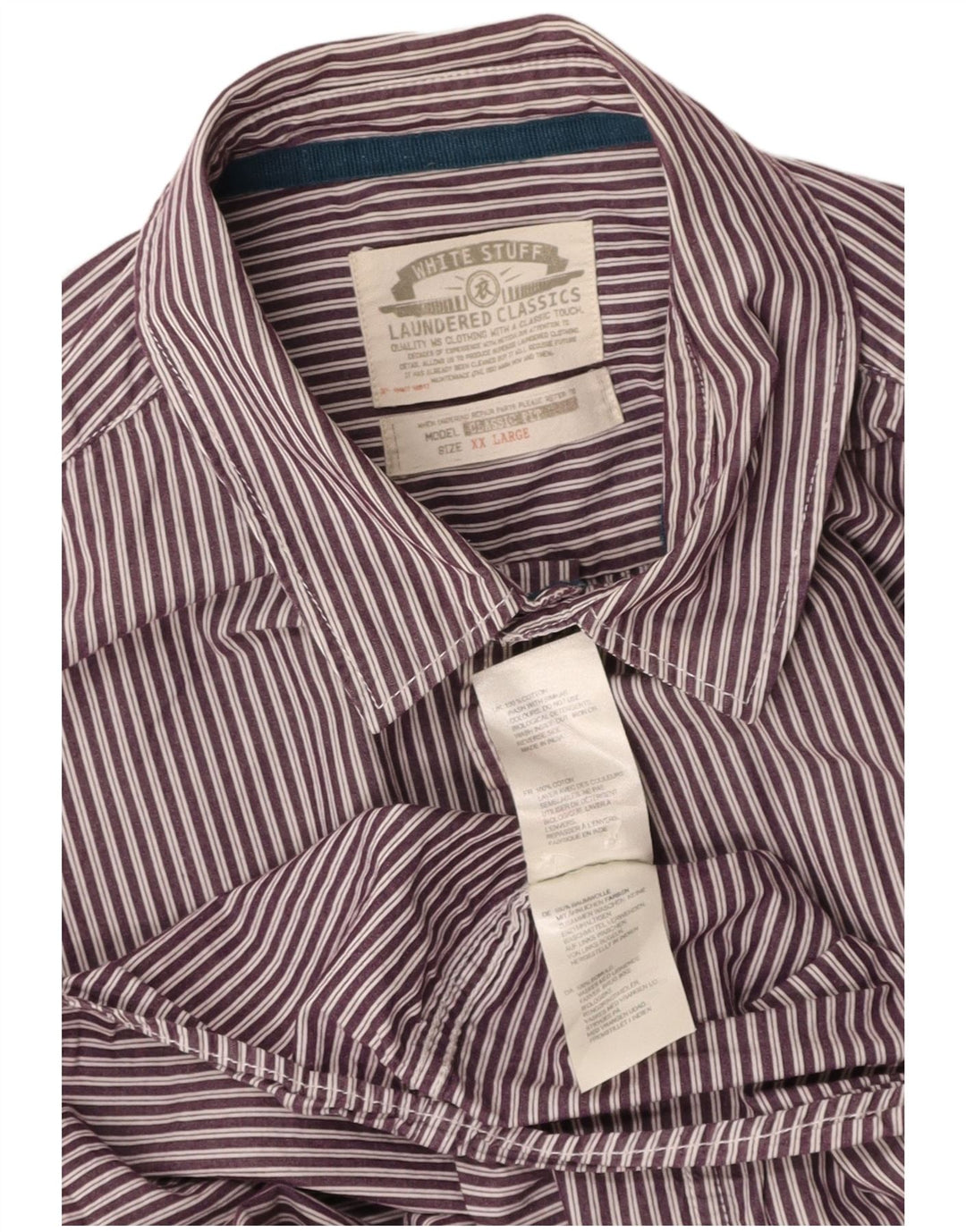 Camisa masculina WHITE STUFF 2XL algodão listrado roxo