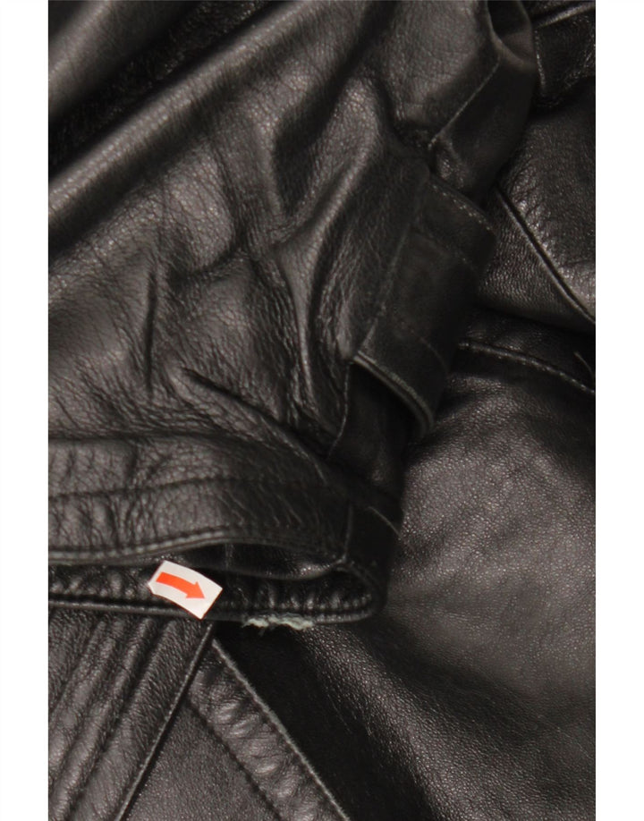 Casaco feminino LAVORAZIONE ARTIGIANA UK 12 couro preto médio