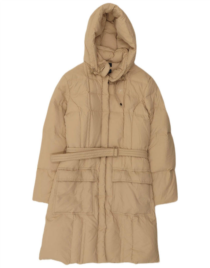 Casaco acolchoado com capuz feminino Fila UK 12 poliéster bege médio