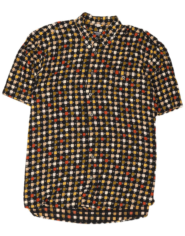 Camisa masculina de manga curta Jupiter tamanho 44 XL preta geométrica