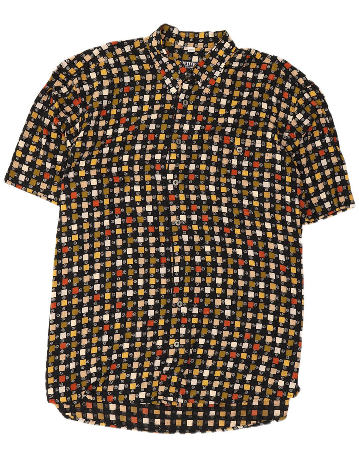 Camisa masculina de manga curta Jupiter tamanho 44 XL preta geométrica