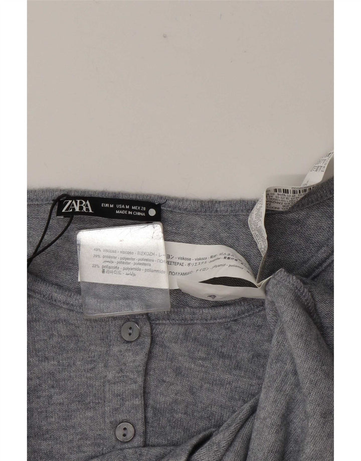 Zara Womens Crop Top UK 14 Viscose cinza médio