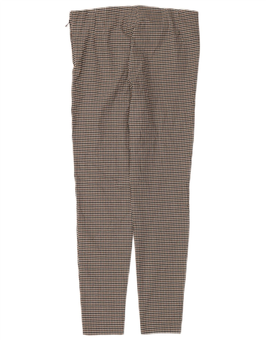 Zara Leggings Mulher UK 18 XL Marrom Houndstooth Viscose