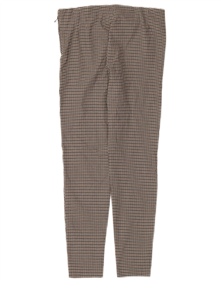 Zara Leggings Mulher UK 18 XL Marrom Houndstooth Viscose