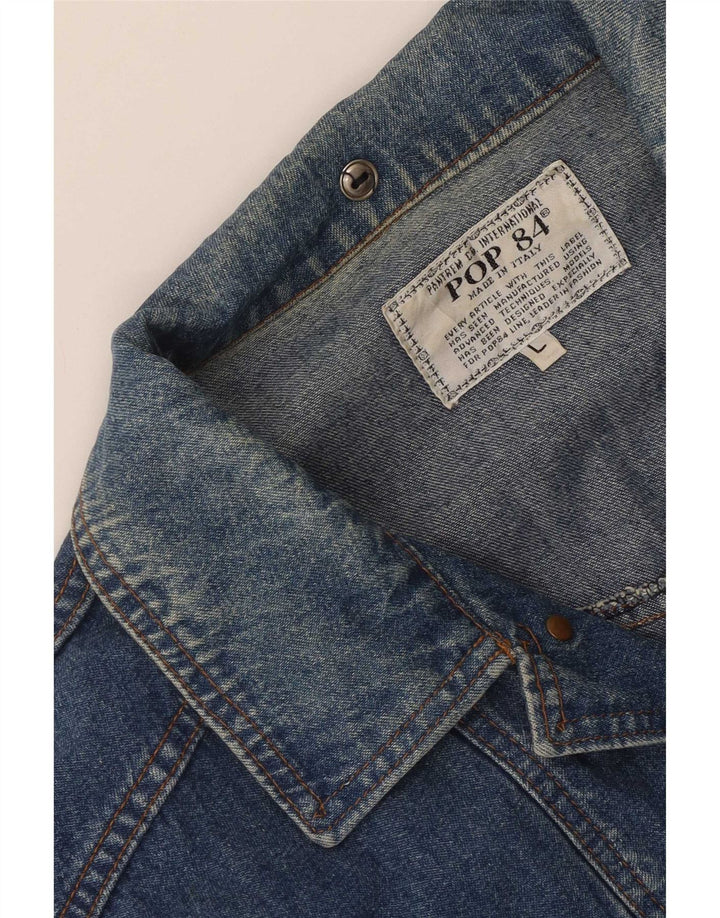 POP 84 Jaqueta jeans masculina UK 40 Grande Azul