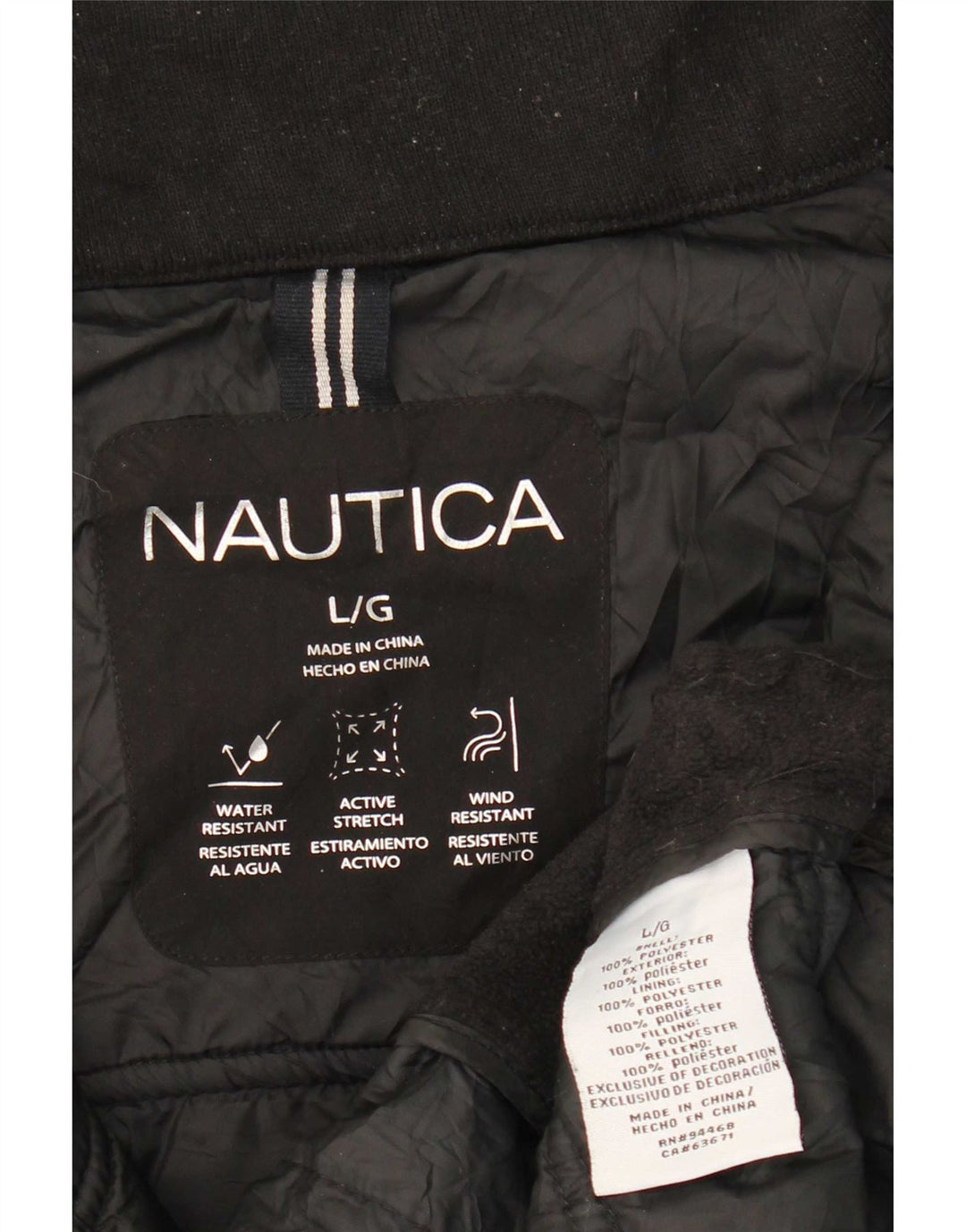 Jaqueta acolchoada masculina Nautica UK 40 grande poliéster preto