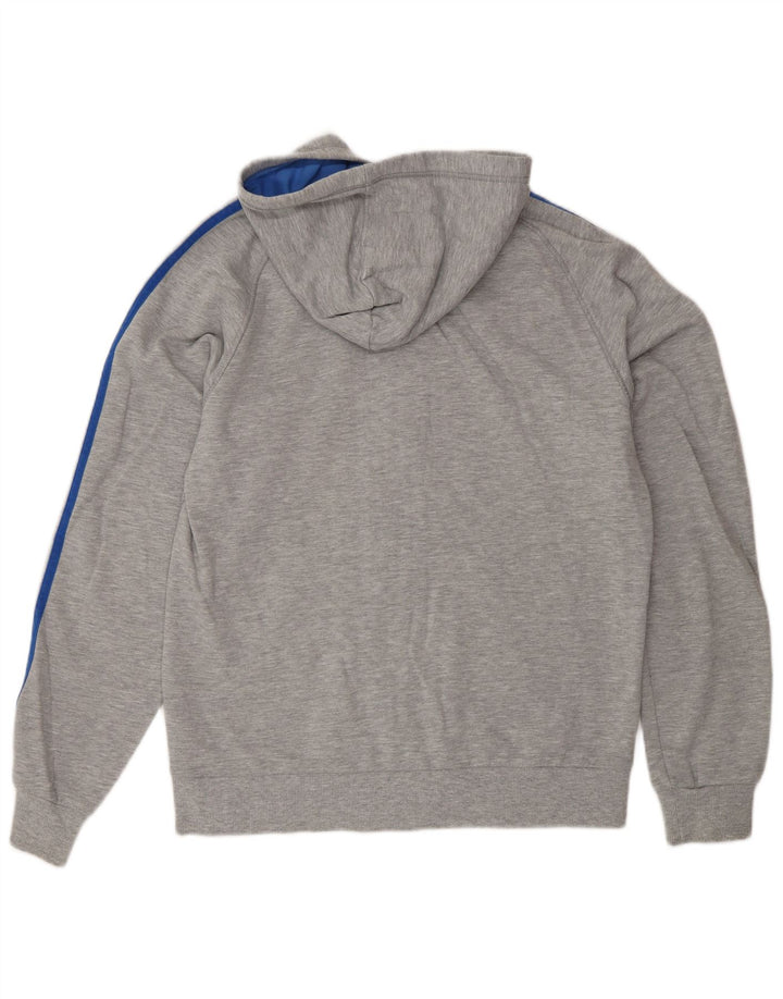 Adidas masculino zip moletom com capuz médio algodão cinza