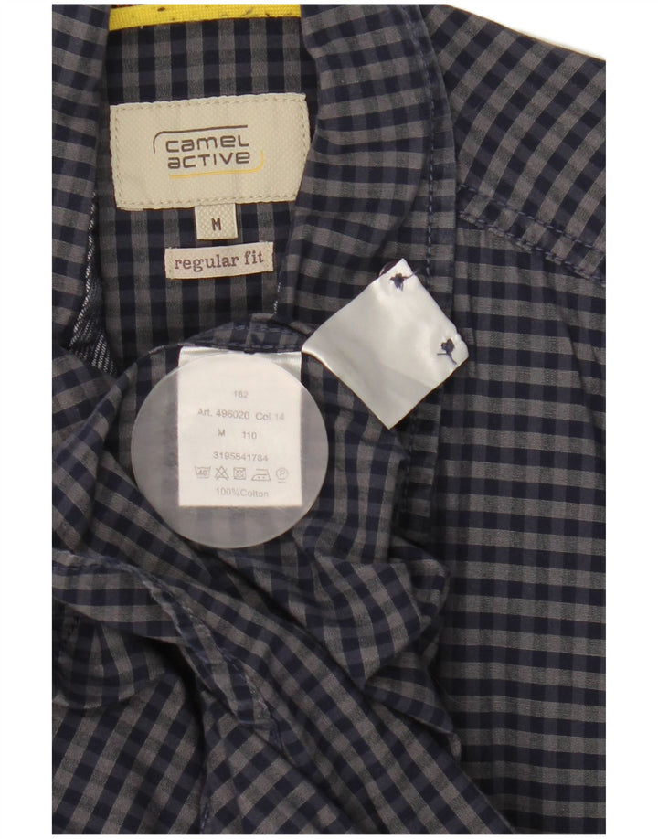 Camisa masculina Camel Active de ajuste regular, algodão guingão azul marinho médio