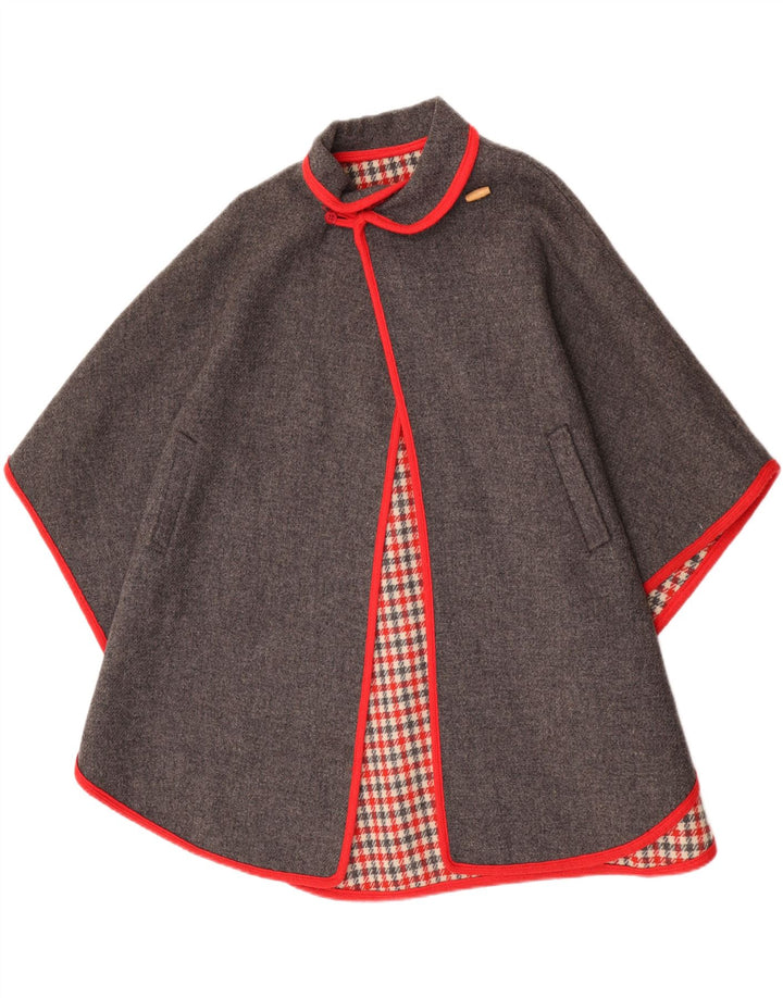 Casaco feminino vintage de lã cinza tamanho único